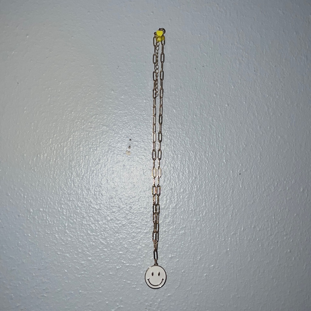 4/$15 Smiley Face Charm Chain Link Necklace